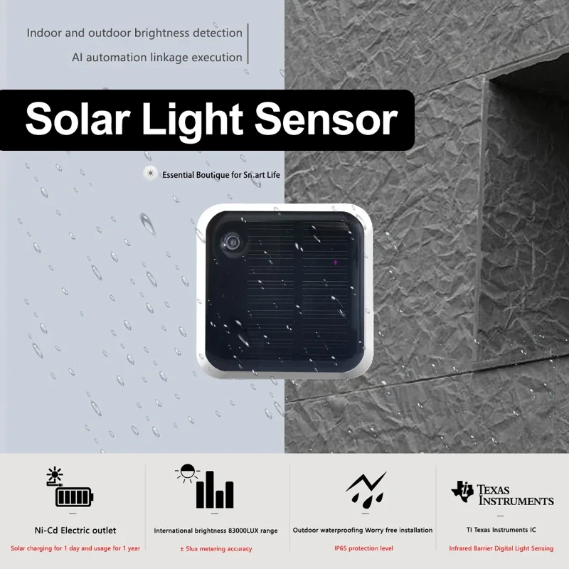 Sensore di luce solare intelligente Allarme luminoso Monitoraggio della luminanza in tempo reale Rilevatore di luminosità esterno impermeabile IP65