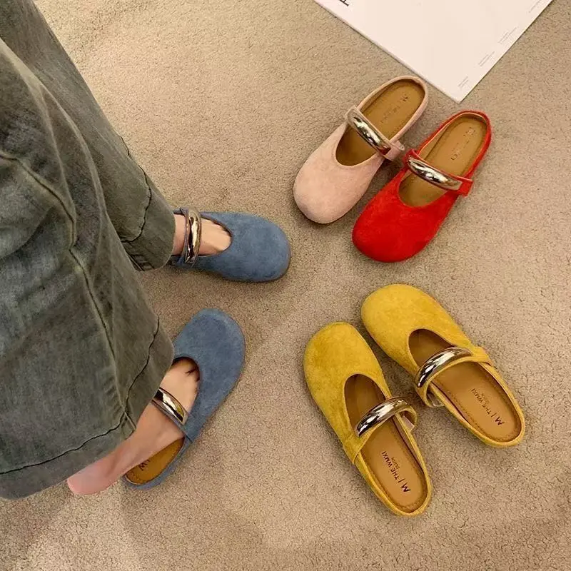 

Retro Ballerina Slipper Style Wide Toe Box Shoes Famous Brand Spring Comfortable Rubber Sole Ladies Sandals (Best Selling Deal)