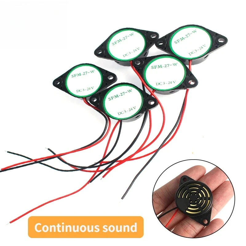 5 Stück SFM 27 aktiver Summer DC 3–24 V 95 dB kontinuierlicher Alarmsummer für Arduino Electronics High-Dezibel-Piepton