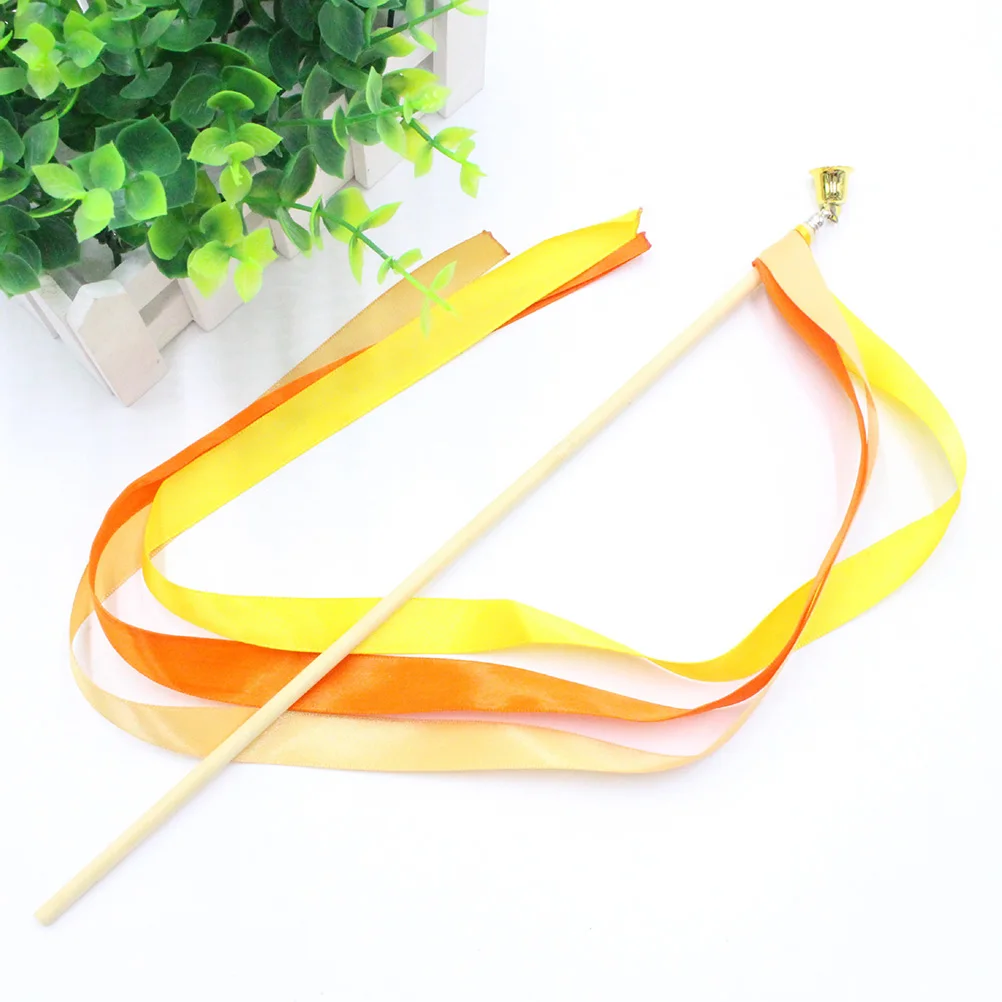 

12 Pcs Ribbon Colorful Bell Fairy Stick Child Wands Bamboo Wedding Party Favors