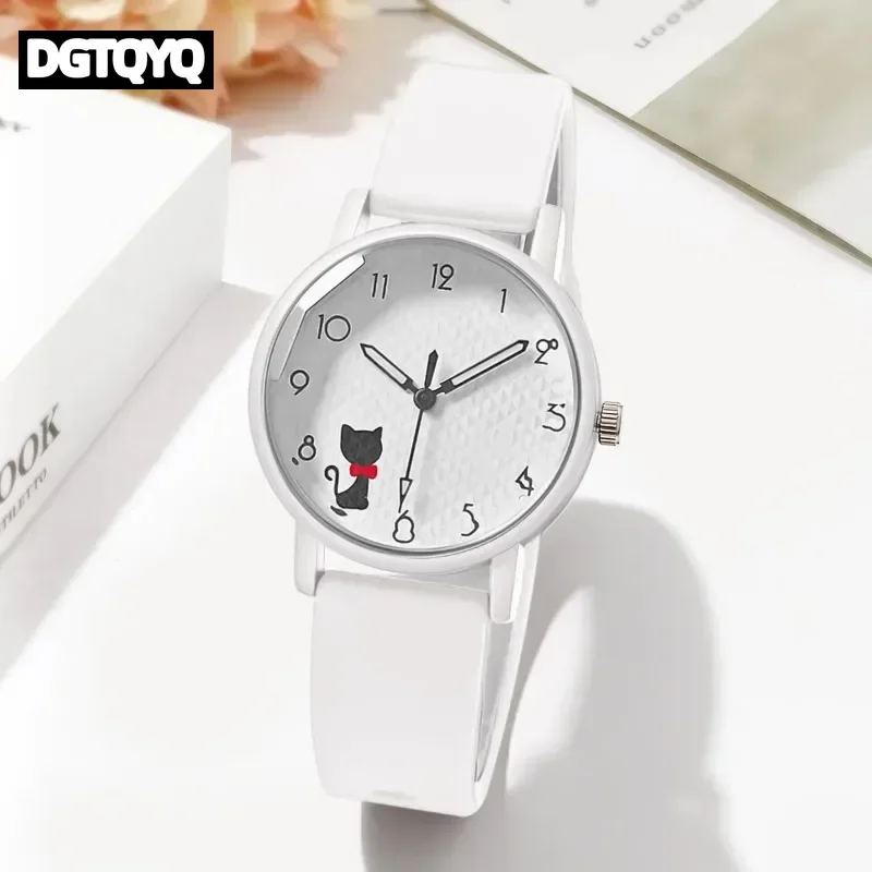 

Cute Girl Quartz Watch Lovely Cat Dial Silicone Strap Women Wristwatches Sport Ladies Watches Relógio Feminino Birthday Gift