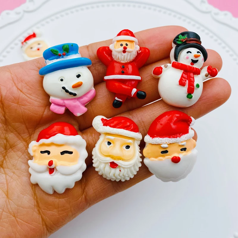 10pcs Resin Hot Selling Christmas Snowmen for Crafts Making, Scrapbooking, Jewelry Accessory, Hair Bow Center DIY