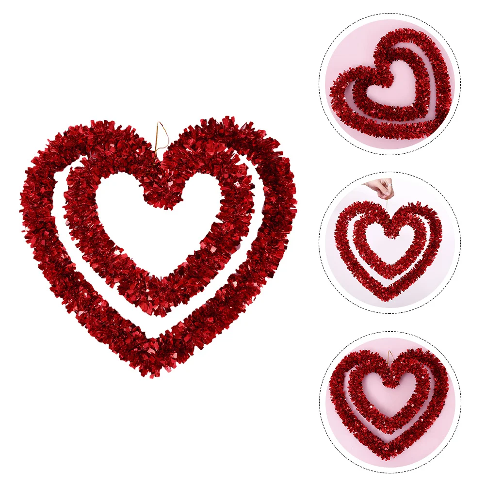 

1pc Heart Shaped Plastic Hanging Decoration Wedding Valentine'S Day Pendant Background Ornament For Room Living Room Supermarket