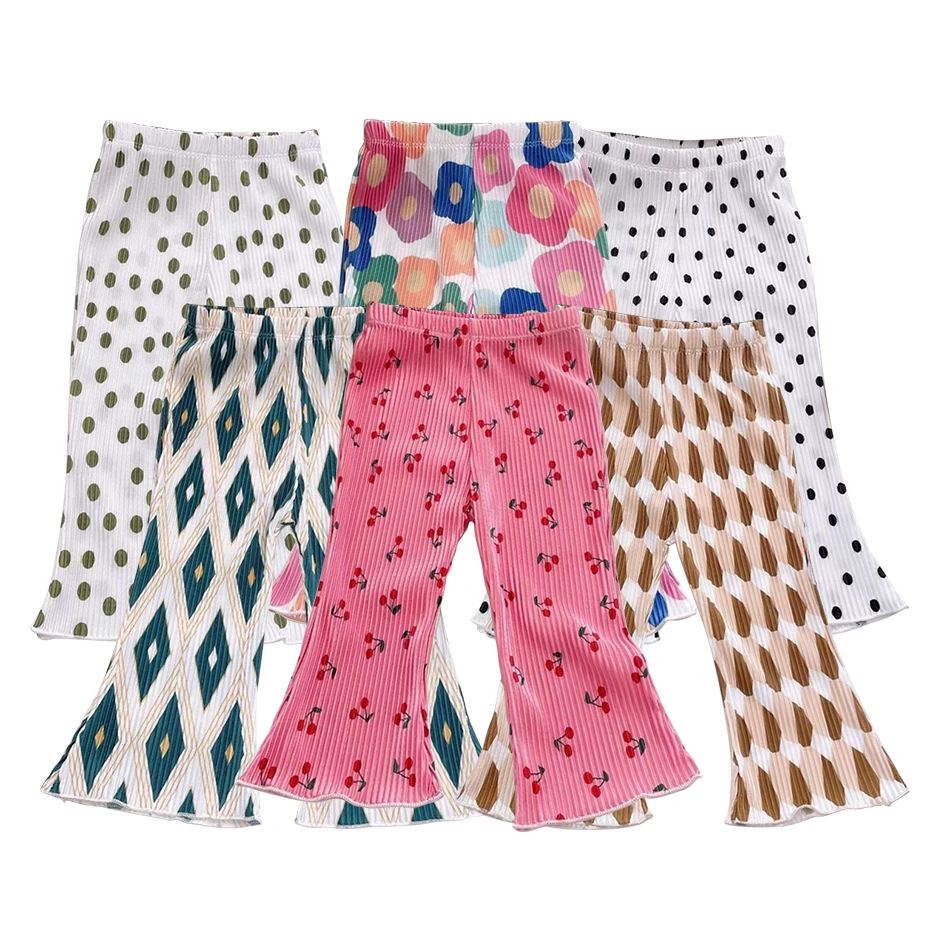 Adorable and Trendsetting Floral Polka Dot Girls Pants Summer Fun Beach Outings and Festivals Kids Pants Everyday Versatil Pants