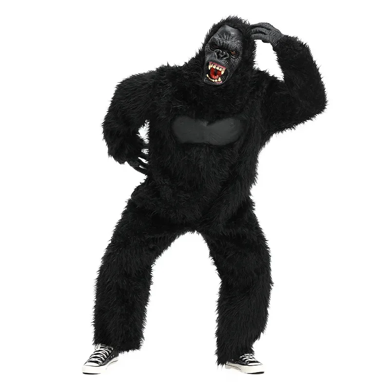 Animal Gorilla Cosplay Costume Animal Black Plush King Kong Jumpsuit Full Set Costumes Halloween Carnival Party Outfits