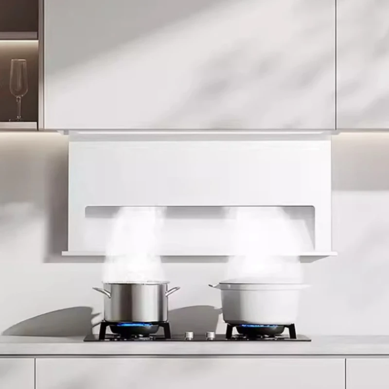 Hidden automatic lifting large suction frequency conversion white range hood