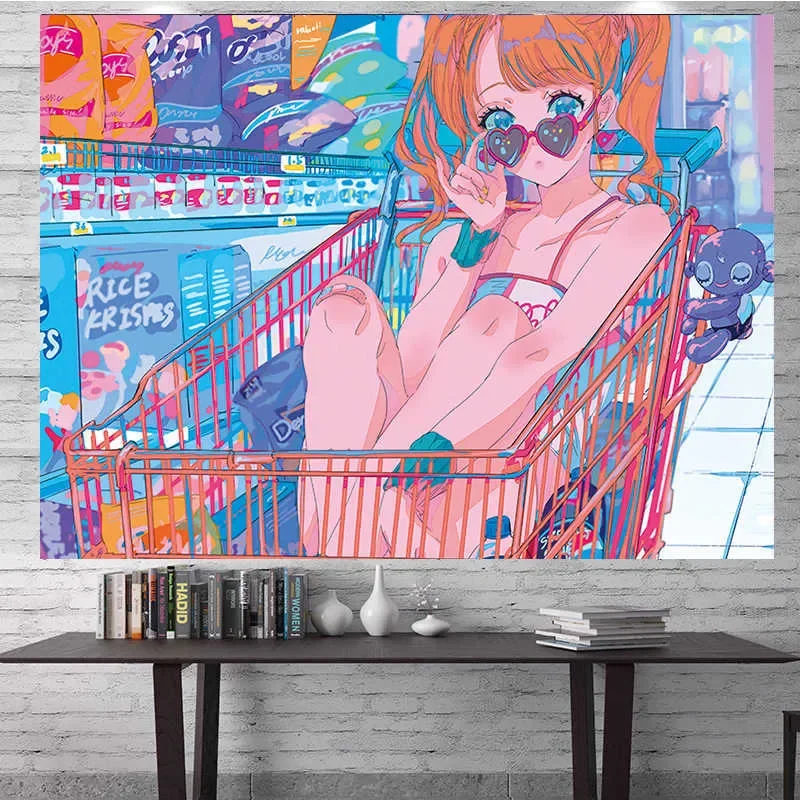 Sailor moon anime tapestry cute Plush wall decor dorm room decoration pink college aesthetic s 210608