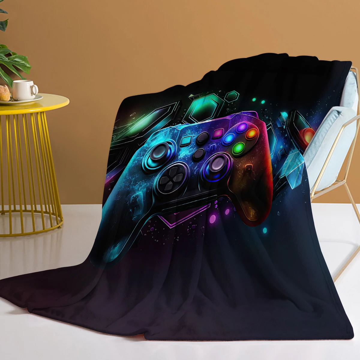 

Red Blue Lightnings Gamepad Printed Throw Blanket Plush Fluffy Flannel Fleece Blanket Soft Throws for Sofa Couch and Bed