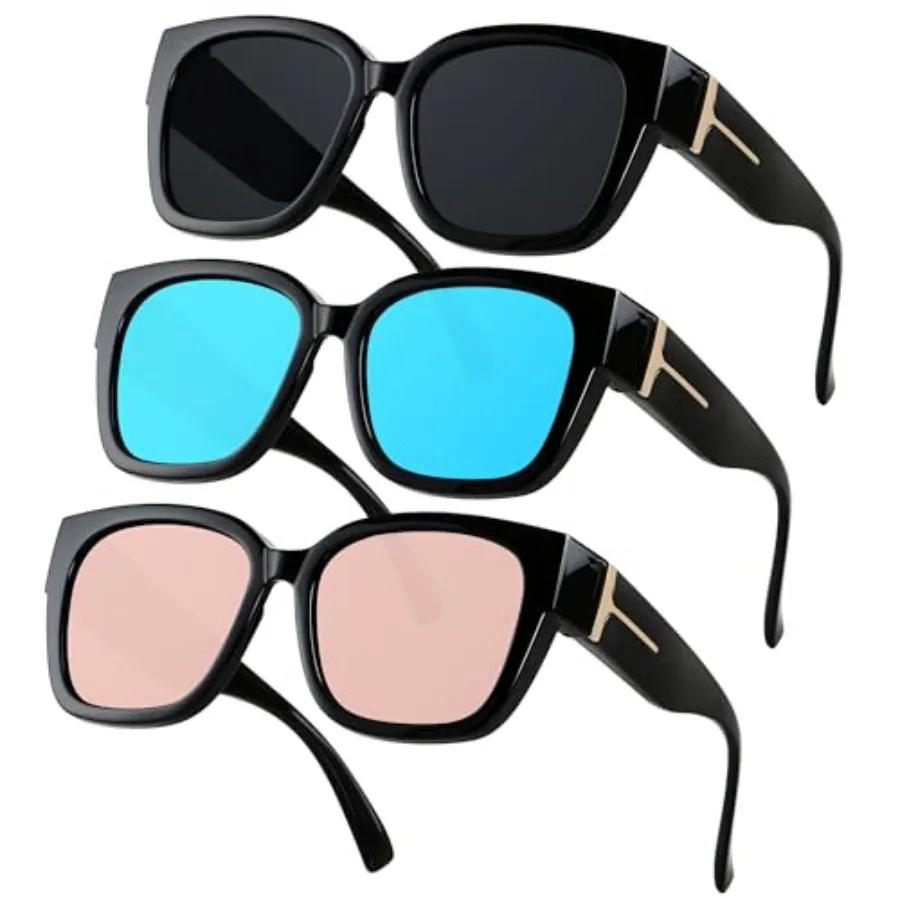

Polarized Sunglasses Fit Over Glasses for Women Men Oversized Square Shades UV400 Protection
