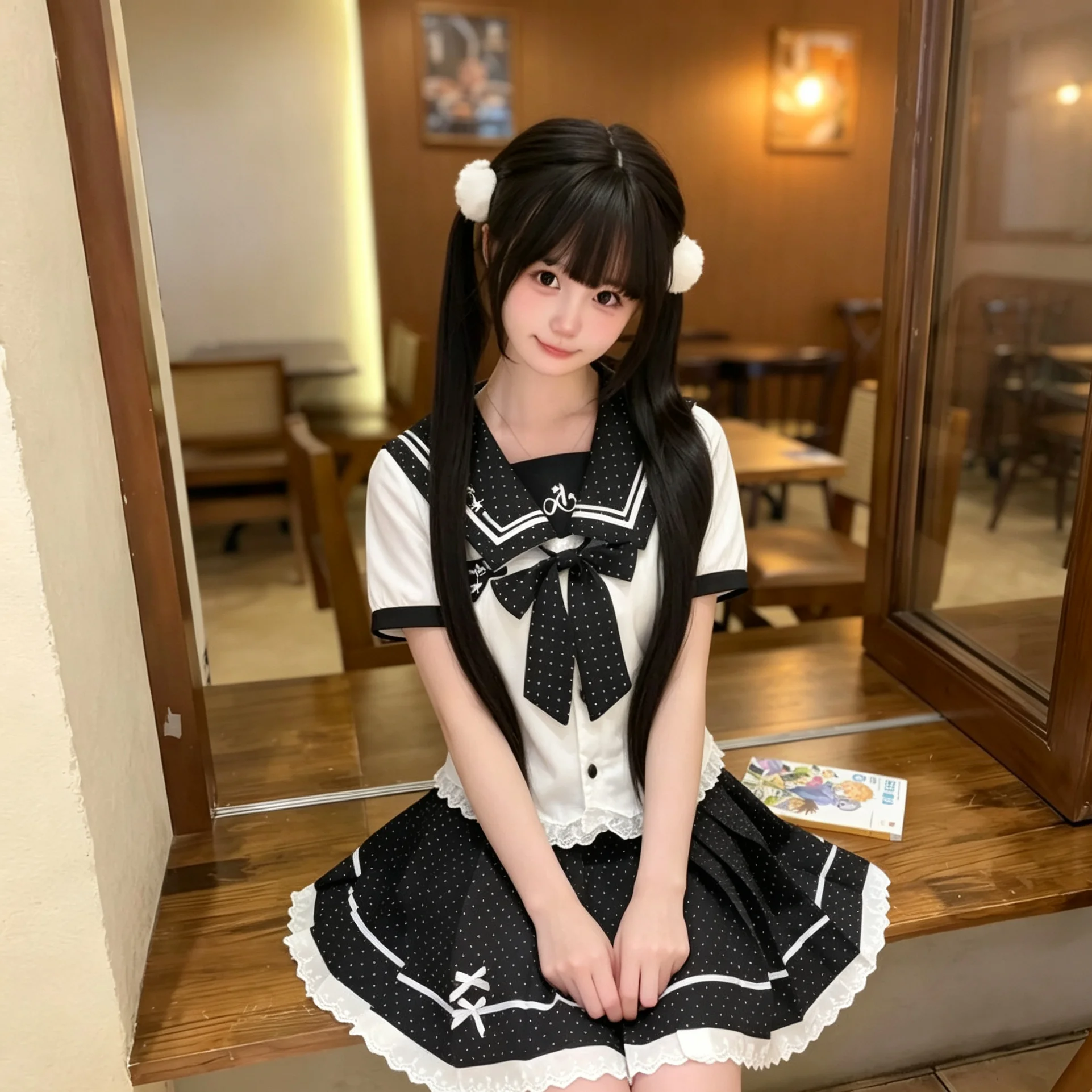 2026 New Black and White Polka Dot Sweet Sailor Suit with Embroidery, College Style, Slim Waist JK Uniform Set