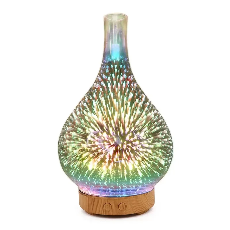 100ml creative night light 3D glass fireworks aromatherapy machine with rainbow fragrance and starry sky Love humidifier