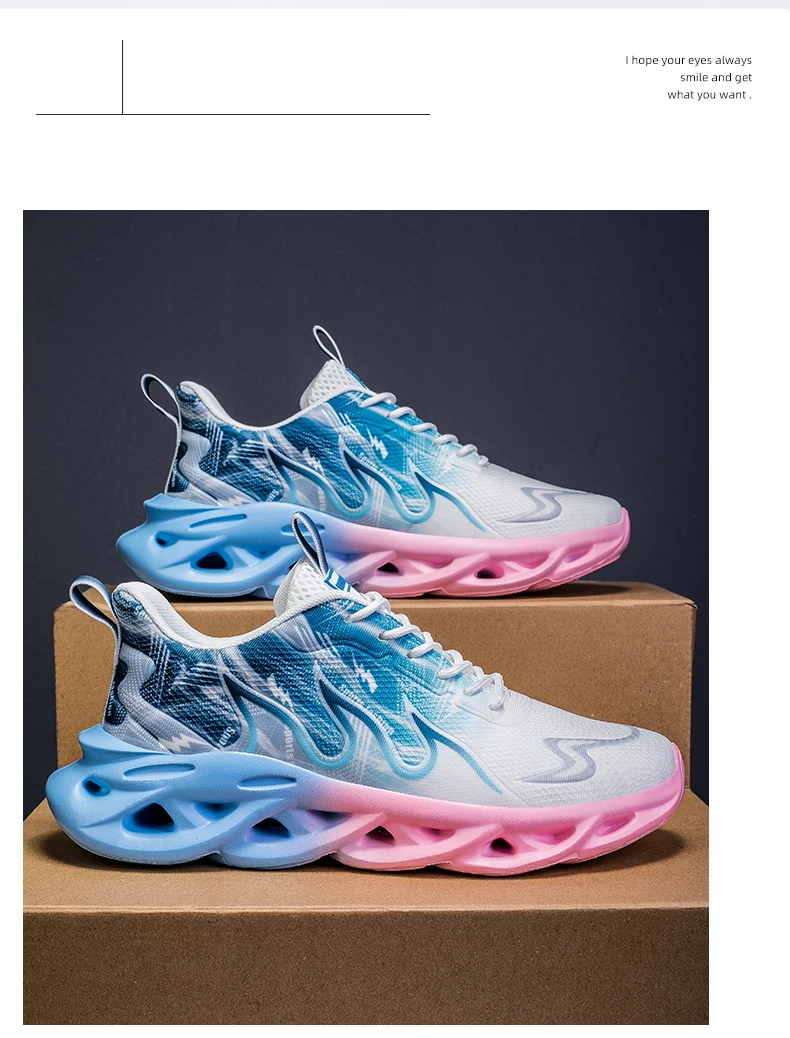 Atmungsaktive Laufschuhe für Herren, modische Sneaker mit Farbverlauf und spezieller Sohle, leichte, stoßdämpfende Sportschuhe mit Schnürung. – Detail 23