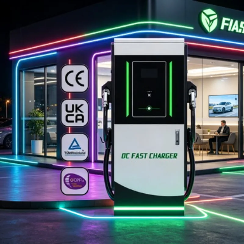 2 in 1 DC Fast EV Charger 40kW 60kW Double Gun CCS2 CCS1 Commercial Charging Station OCPP App Control for Public Area
