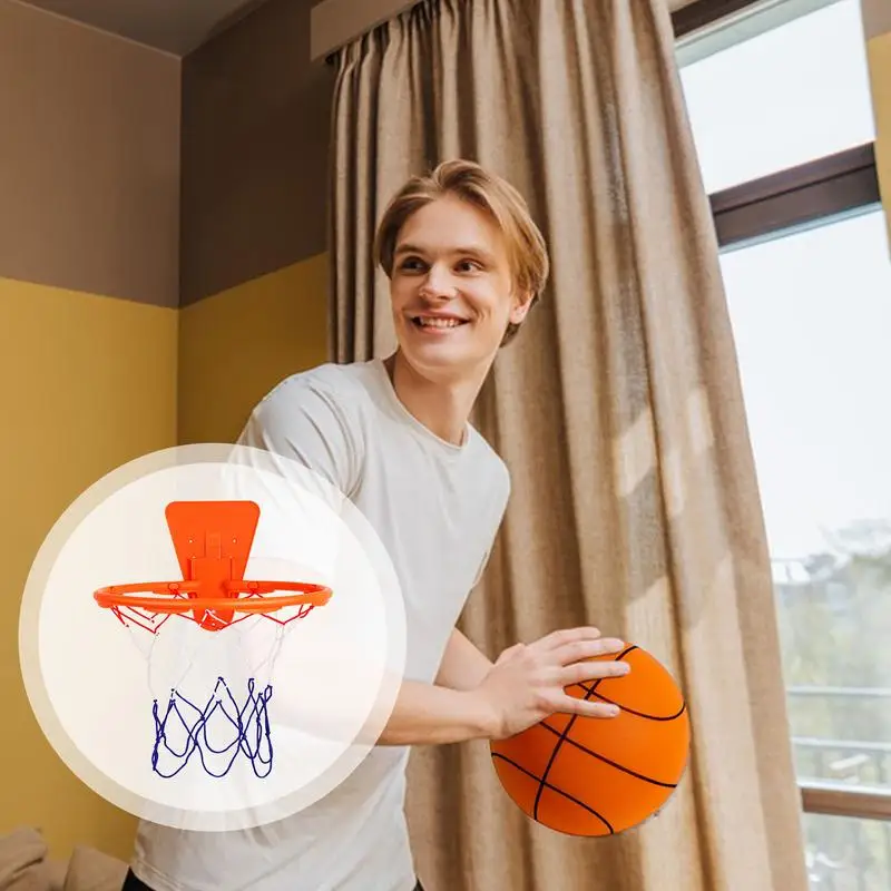 Basketball Rim Indoor Basketball Hoop With Basketball Net Basketball Wall Door Mounted Goal Hoop Net Front Mount Basketball Goal