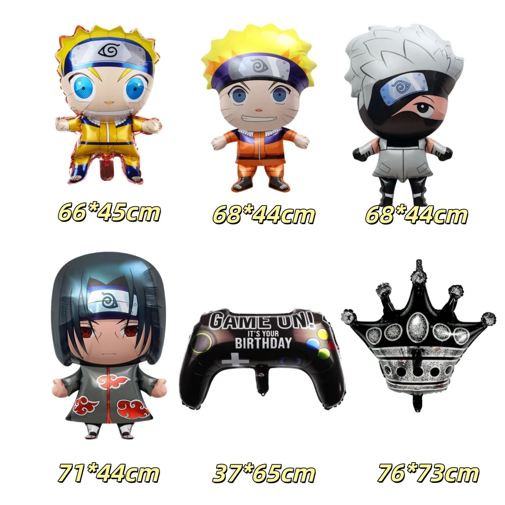 مجموعة بالونات فويل لأعياد الميلاد من ناروتو، لوازم تزيين حفلات كرتونية، هدية لحفلات استقبال المولود الجديد باللون الأرجواني والأحمر والأصفر