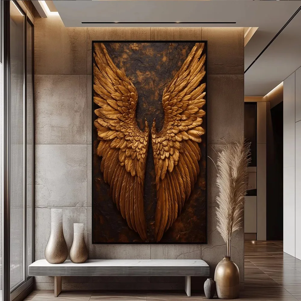 Gold Angel Wings Landscape 5D Diy Diamond Painting Wall Art For Living Room Modern Home Decor Full Drill Mosaic Embroidery