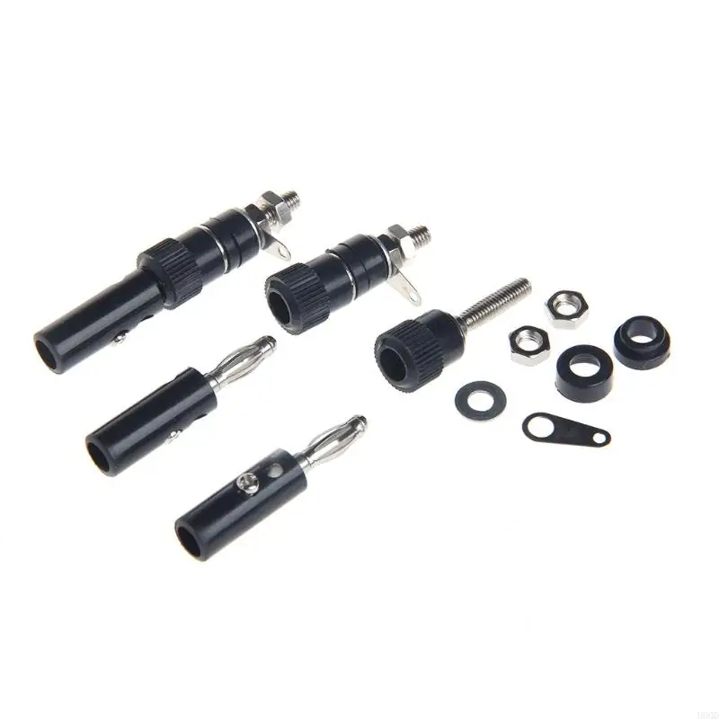 2025 جديد 10 أزواج أسود اللون الأحمر 4 مم ربط بعد أن مكبر صوت طرف موز المقبس مقبس القابس