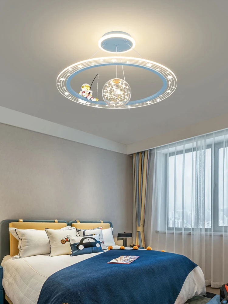 Modern LED Chandeliers for Children Room Boy Study Ceiling Lamps Remote Control Bedroom Indoor Starry Projection Pendant Lights