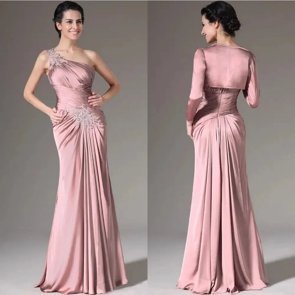 Zweiteilige Meerjungfrau Promi Kleider mit staubigen rosa Satin Spitze Perlen Hochzeit Mutter Gast Abend Ballkleider elegante NewCL-581