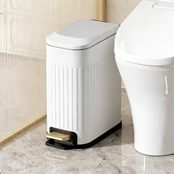 6L stainless steel gold foot pedal light luxuary trash can, embossing narrow trash can, bathroom bedroom office hotel home