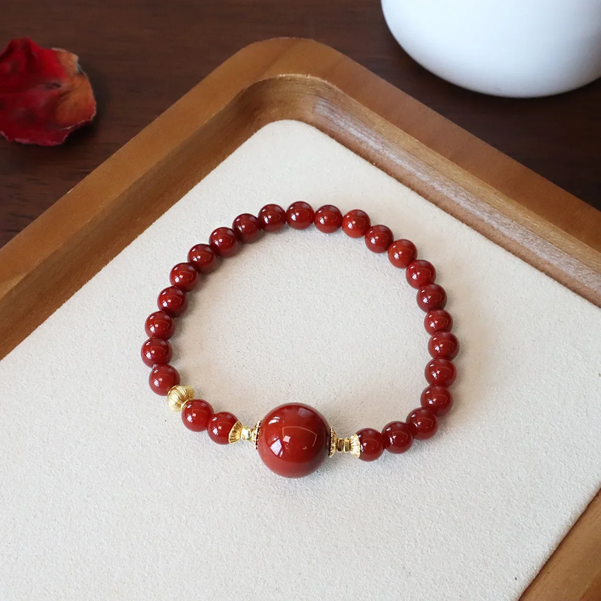

Vintage Natural Red Agate/Jade/Wood Bead Beaded Strand Bracelets for Women Female Handmade Bangle Accessories Birthday Gift 1301