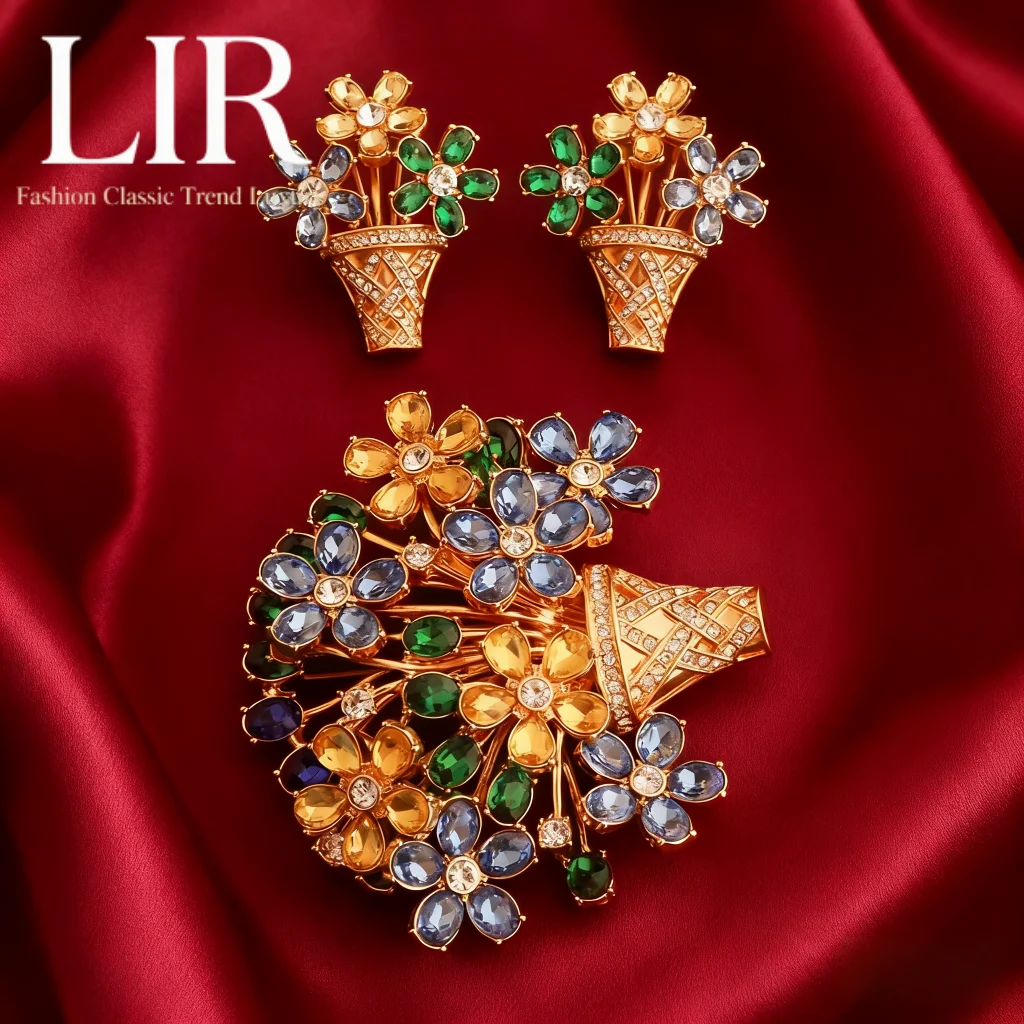 

LIR Новые женские серьги-гвоздики и броши: дворцовый стиль, красочный цветок, циркон AAA, милый милый