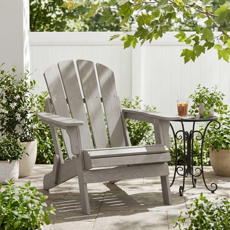 

Oversized Embossed Wooden Folding Adirondack Chair with Pre-Assembled Back and Seat – Outdoor Patio Garden Backyard Porch Pool Deck Firepit Furniture