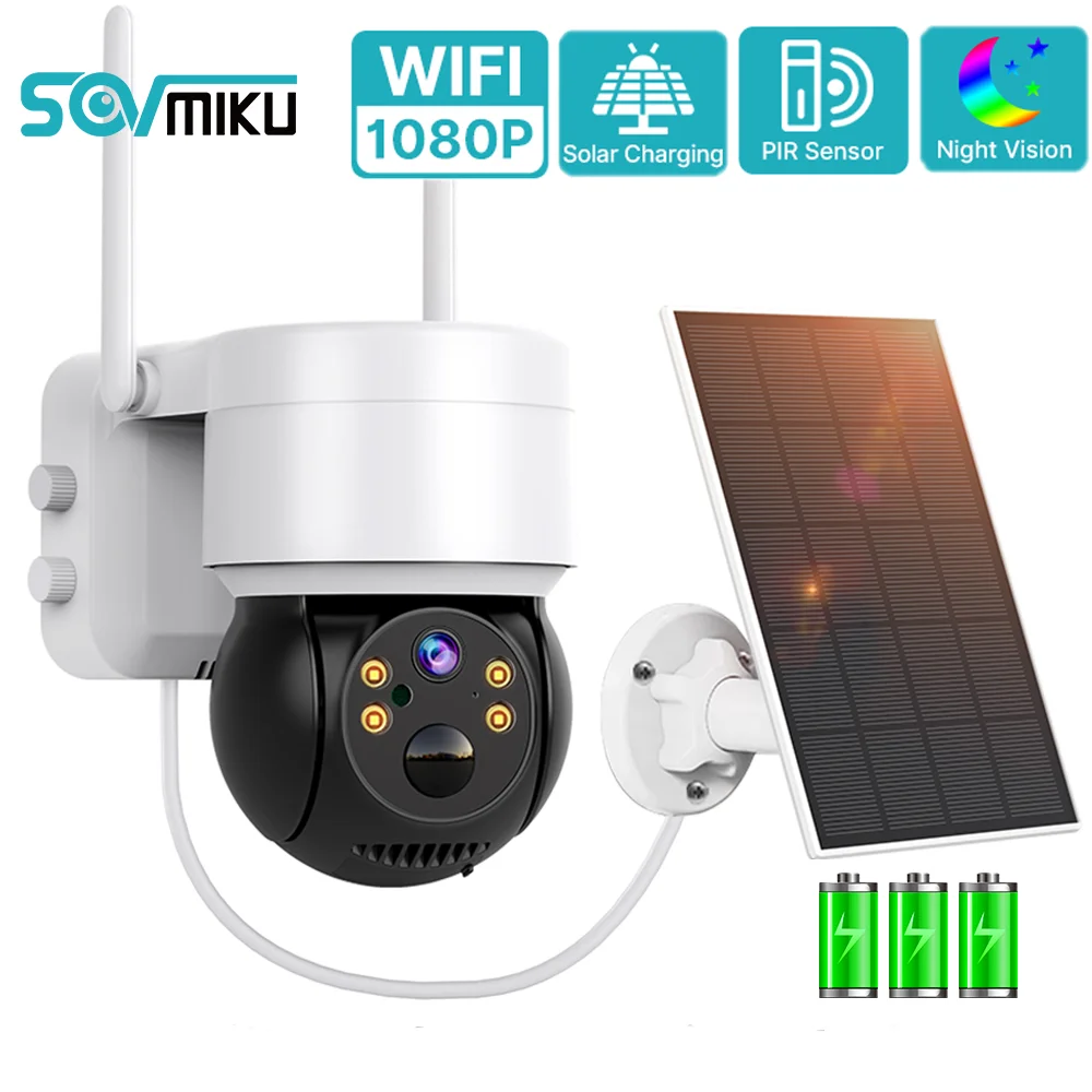 4MP HD WIFI Solar PTZ Camera Human Detection Security Video Surveillance Camera With Solar Panel 5000mAh Recharge Li-Batteries