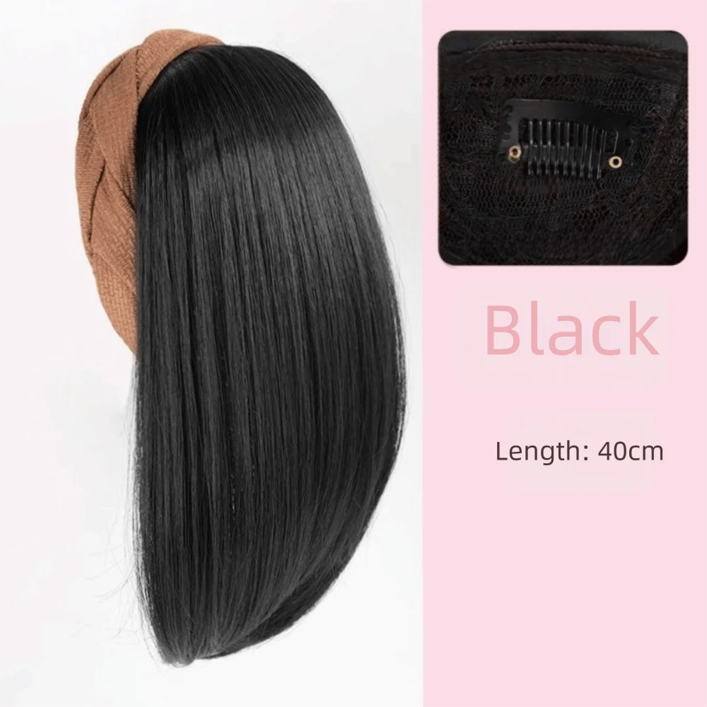 

Fashion Hair Extension Synthetic Headband Natural Replacement Hairpieces Synthetic Straight Hair Fake Half Wig Women