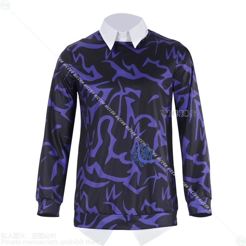 

Аниме Kpop Demon Косплей Saja Boys Baby Korea Idol Uniform Фиолетовый узор Ложная футболка с двумя модами Jirai Kei Хэллоуин Ролевая игра