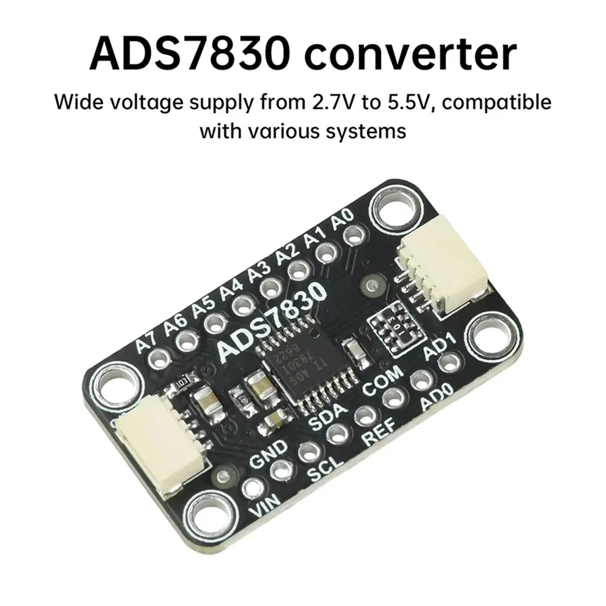 New Electronics DC 2.7V-5.5V 5836 ADS7830 8-Bit ADC Analog-to-Digital Converter Module Compatible with Stemma Qt Qwiic Interface