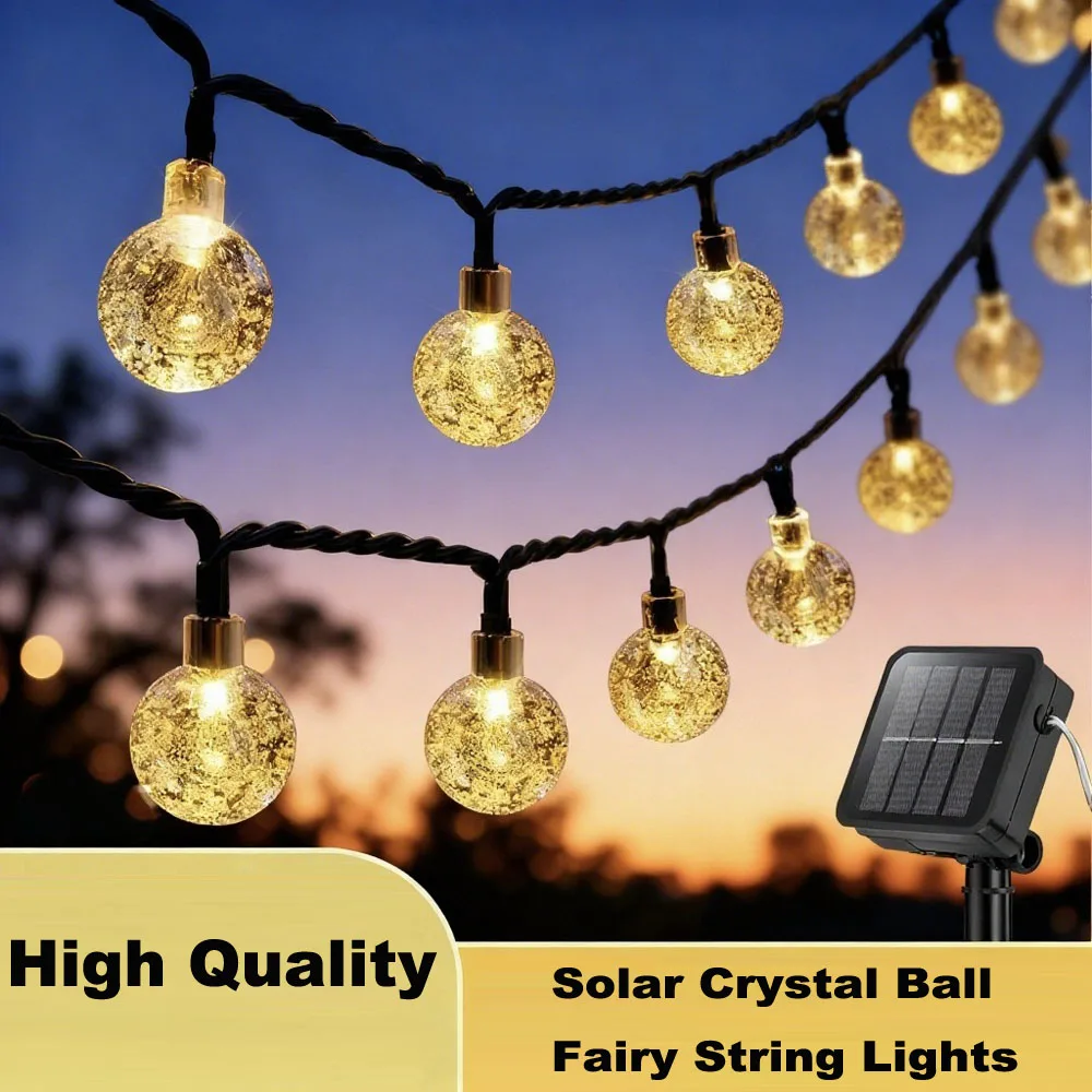

5/6.5/7/12/22m Solar Crystal Ball Fairy String Lights Outdoor Waterproof Christmas Decoration Camping Fairy Garland Garden Party