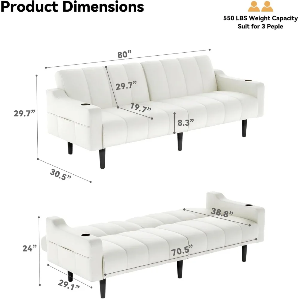 ฟูตงหนังเทียม "80" - เตียงนอนปรับเอนได้, เก้าอี้นั่งเล่นแบบปรับเปลี่ยนได้สำหรับห้องนั่งเล่น/อพาร์ทเมนต์