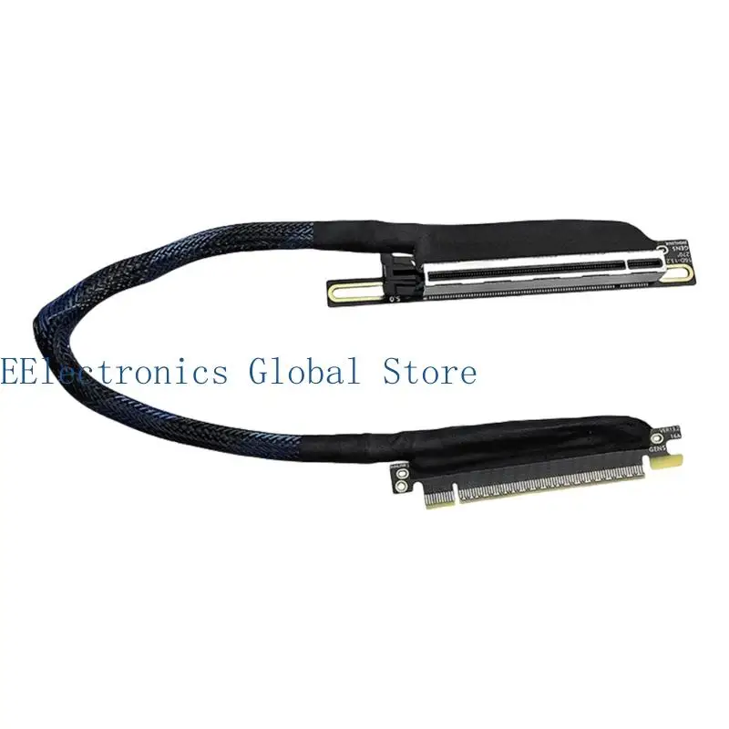 

462B 270 Degree PCIe 5.0 X16 GPU Extension Braided Cable Space Saving High Bandwidth 64GT/s Fast Transfer Cord Left Exit