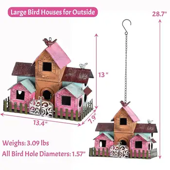 大型戶外懸掛金屬鳥屋,附5個隔間供鳥類築巢,經久耐用,色彩鮮豔 10 最佳銷售 鳥巢 - №8