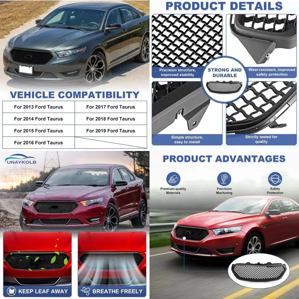 

Front Bumper Grille Matte Black Grill Assembly Fits 2013-2019 Ford Taurus Fits 2013 2014 2015 2016 2017 2018 2019 Ford Taurus