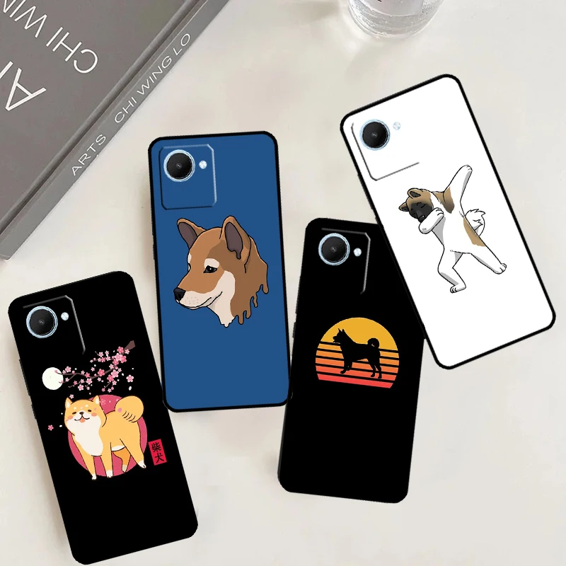 Animal Cartoon Akita Dog For Realme 11 9 10 12 Pro Plus C55 C53 C51 C33 C31 C30 C25s C21Y C15 GT3 GT5 GT Neo5 Case