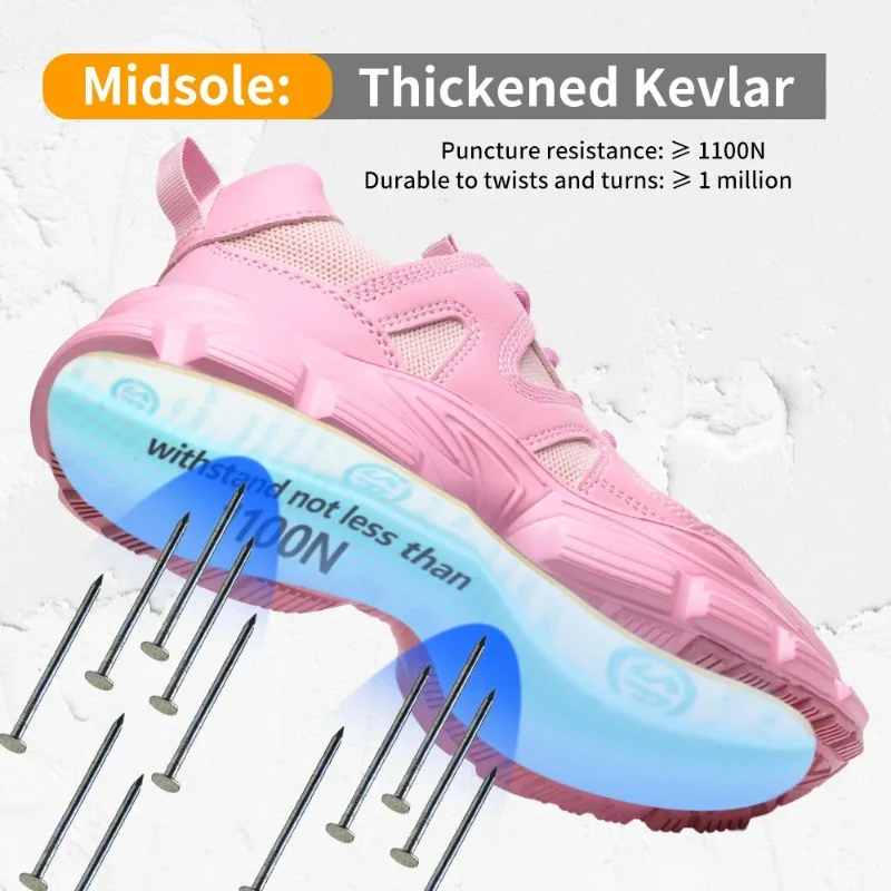 2024 Latest Fashion Women\'s Work Boots Steel Toe Cap Anti Smashing Lady Sneakers Lightweight Elegant Female Safety Shoes