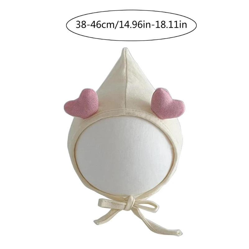 Baby Hat Adjust Chin Belt Bonnet Windproof Bonnet Fashionable Fetal Caps with 3D Love Heart Decors