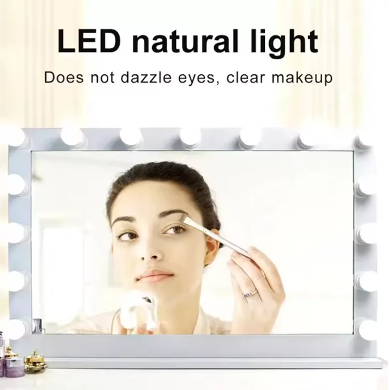 Make Up Mirror Vanity Light 10 Dimmable Bulb Adjustable Color Brightness Light Stick On For Makeup Table Dressing