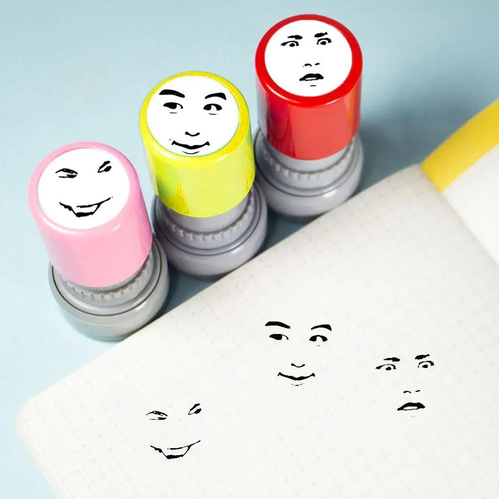

Weird Face Expression Pack Stamp Quick-dryingFun Emotion Seal Toy Reusable Funny Expressions Seal DIY Handwritten Seal