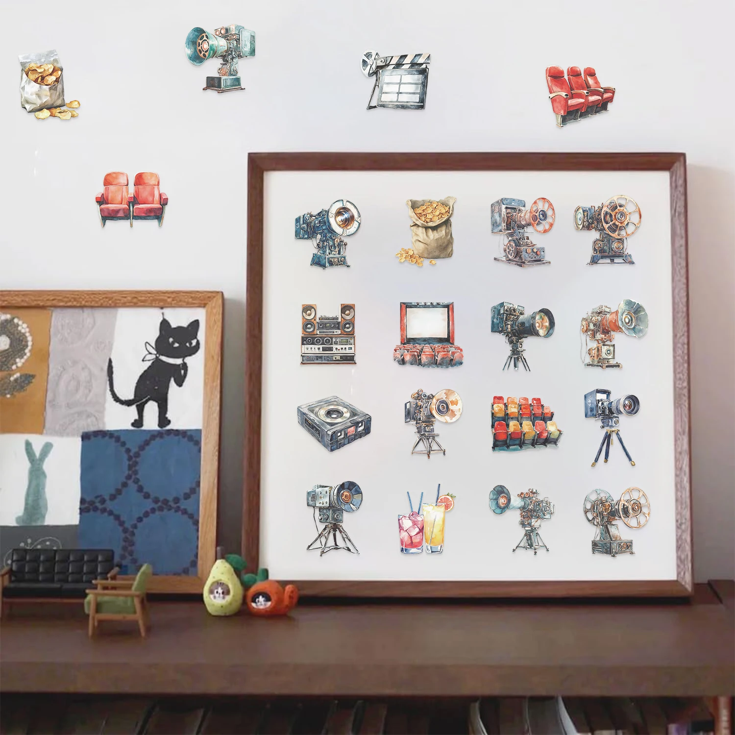 50 STKS Creatieve Filmprojector PET Transparant Materiaal Stickers Decals Voor Telefoon Laptop Notebook Koffer Gitaar DIY Cartoon