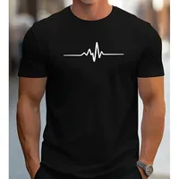 2025 Men's 100% Cotton Summer Loose Size Creative Graphic Printed Slim Fit Casual Sports Round Neck Short Sleeved T-shirt Top