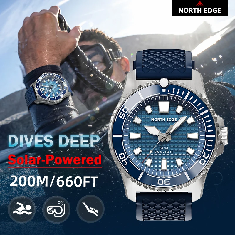 NORTH EDGE ABYSS Men Solar Lux - đánh giá và giá Solar Powered Watch