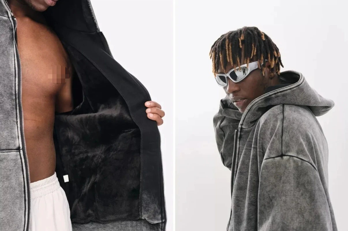 American Thick Warm Women's Zip Up Hoodie Sweatshirt Men Autumn Winter Fashion Oversized Loose Goth Hooded Sweatshirt Jacket