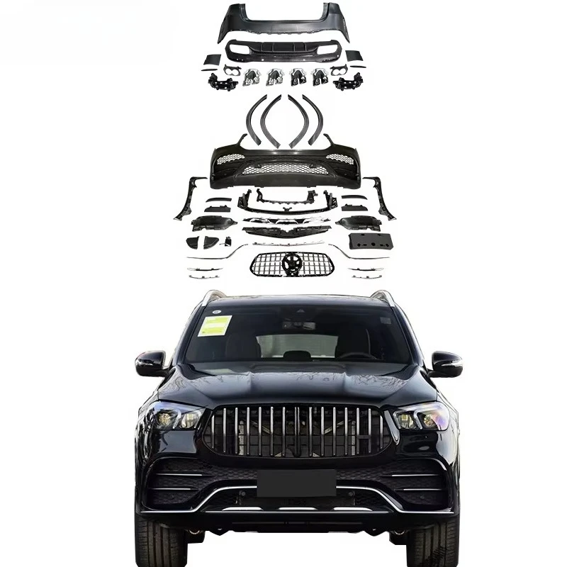 

W167 Bumper for 2019-2022 GLE Class Upgrade GLE53 Body Kit Front Bumper GT Grille Diffuser with Exhaust