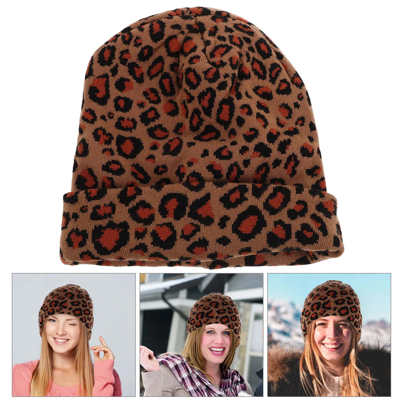 

Camel Wool Knitted Hat Woman Warm Knit Fashion Beanie for Autumn woman Knitted Hat