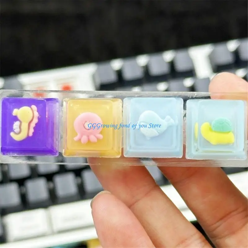H9EB 1PC راتنجات الخلفية الخلفية Keycap لوحات المفاتيح الميكانيكية KEYCAP نمط حيوان لطيف