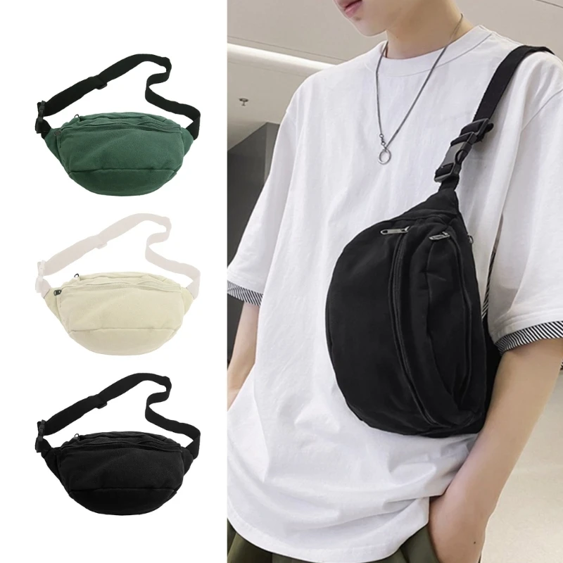 

Fashion Canvas Fanny Pack Waist Bag Women Men Casual Shoulder Bag School Student Youth Large Capacity Crossbody Chest Purse