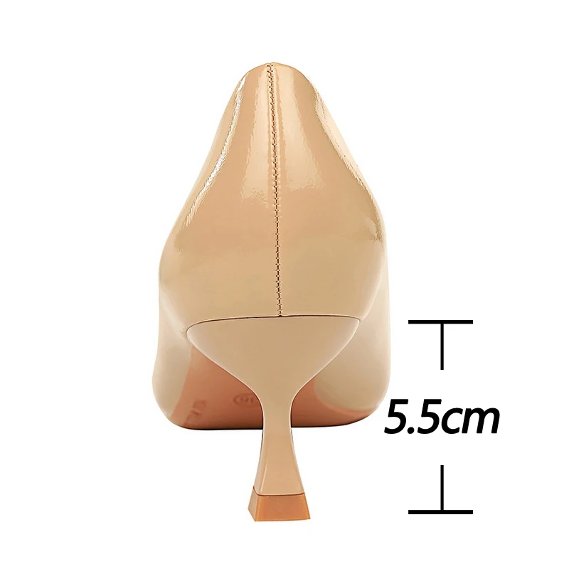 BIGTREE Shoes Women 5.5cm Heels Patent Leather Women Pumps Occupational OL Office Shoes Fashion Kitten Heels Large Size 42 43